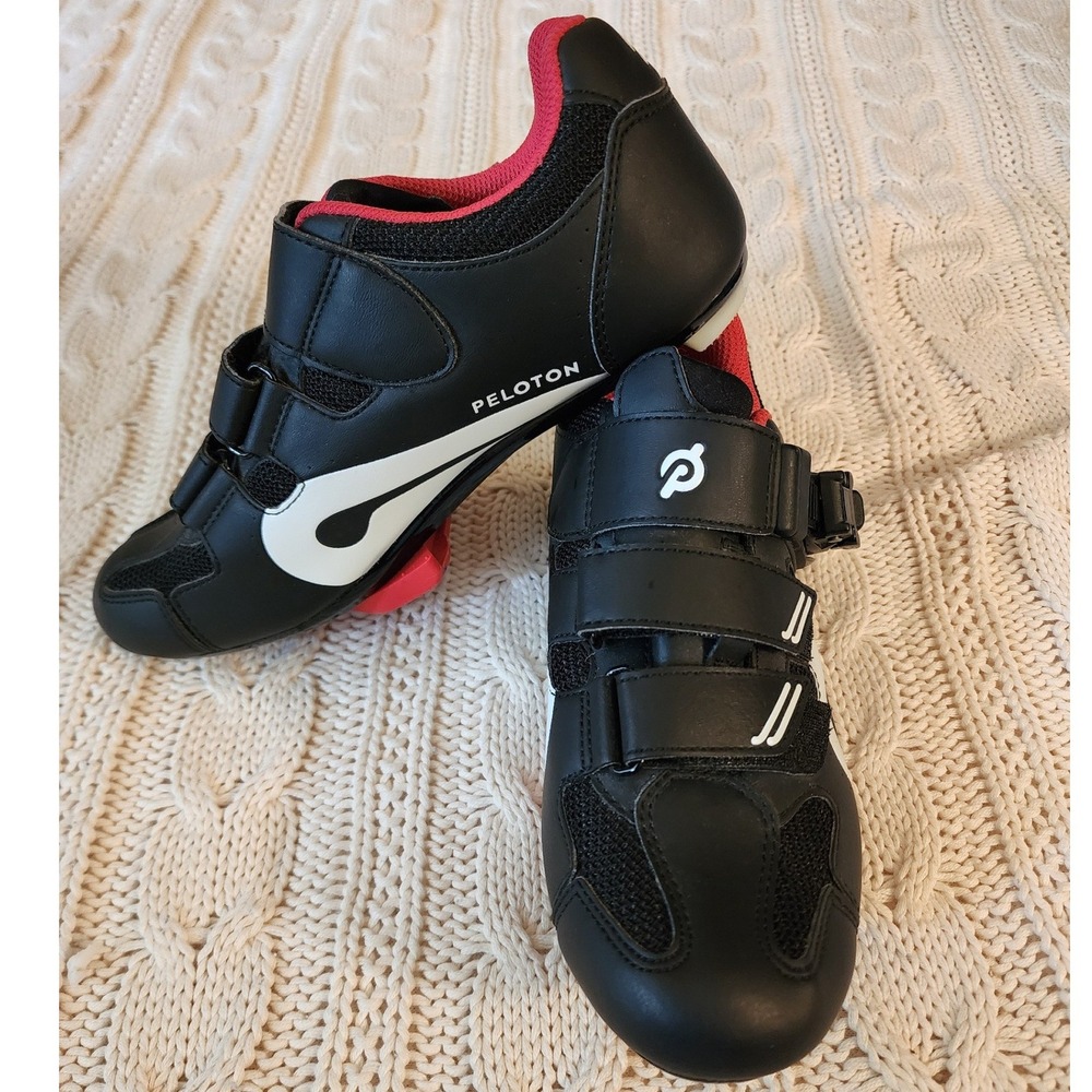 Peloton Cycling Shoes Size 38 Womens 7.5 Black White Spin Bike Cleats PL-SH-B-38
